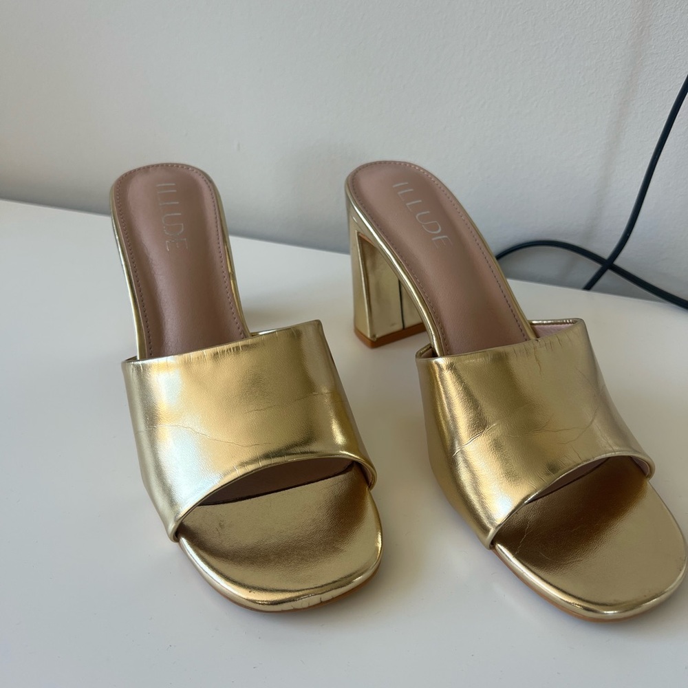 Gold Women's Heeled Sandals